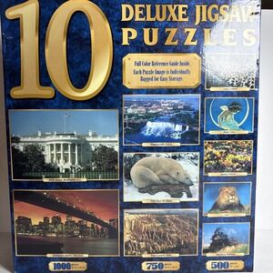 Set of 10 Deluxe Jigsaw Puzzles Nature Themed 6750 Pcs 2x1000 3x750 5x500